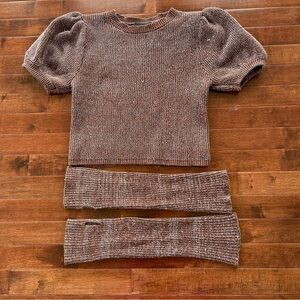 Cider Crewneck Puff Sleeve Sweater with Arm Gloves
